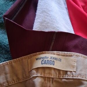 Wrangler Cargo Pants in Tan and Red Accents